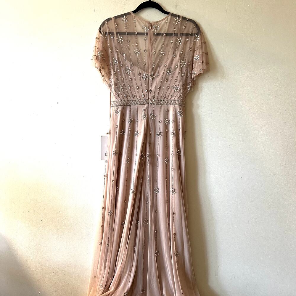 Mac Duggal Pink V Neck Flutter Sleeve A Line Gown maxi dress size 4 UB - Picture 6 of 9